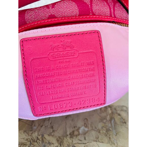 RARE Vtg COACH Pink heritage striped coated canvas Y2K Demi mini bag - Picture 10 of 10